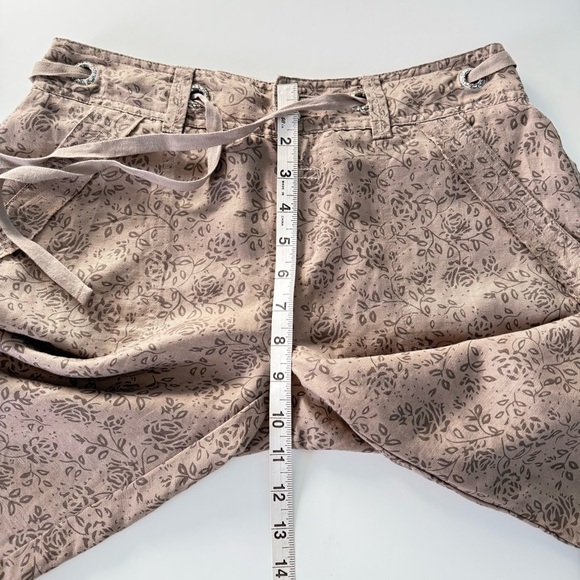 Sundance Baylee Bermuda Shorts Linen Blend Tan Floral Cargo Relaxed Fit Size 4 - Picture 11 of 15